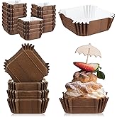 Maxcheck 300 Pcs Square Cupcake Liners 2.36 Inches Dessert Liner Paper Square Baking Cups Paper Brownie Cupcake Patterned Wrappers for Wedding Baby Shower Birthday Party Cake(Woodland)