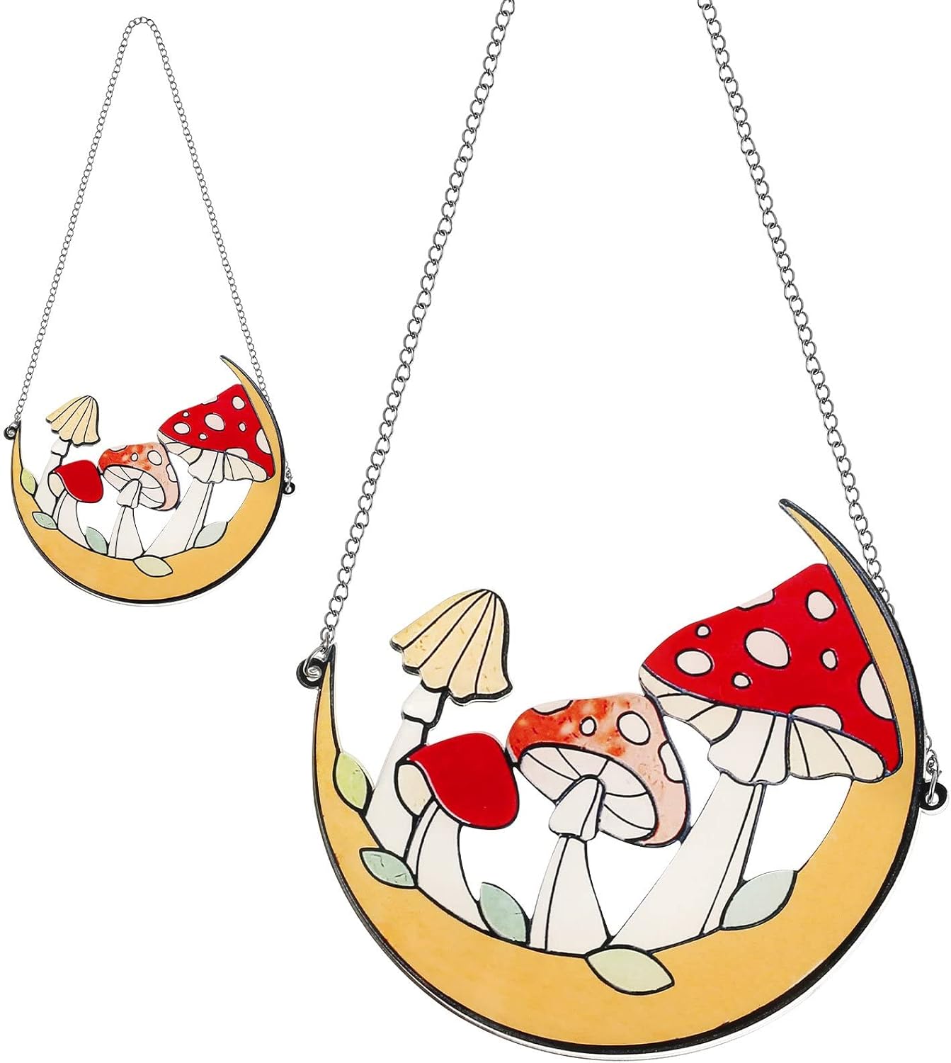 Plaques & Wall Art - RUTURON Mushroom Hanging Decoration Colorful Stained Glass Wall Hanging Ornament Hanging Decor Reusable Mushroom Decor Aesthetic for Window Balcony Home Bedroom