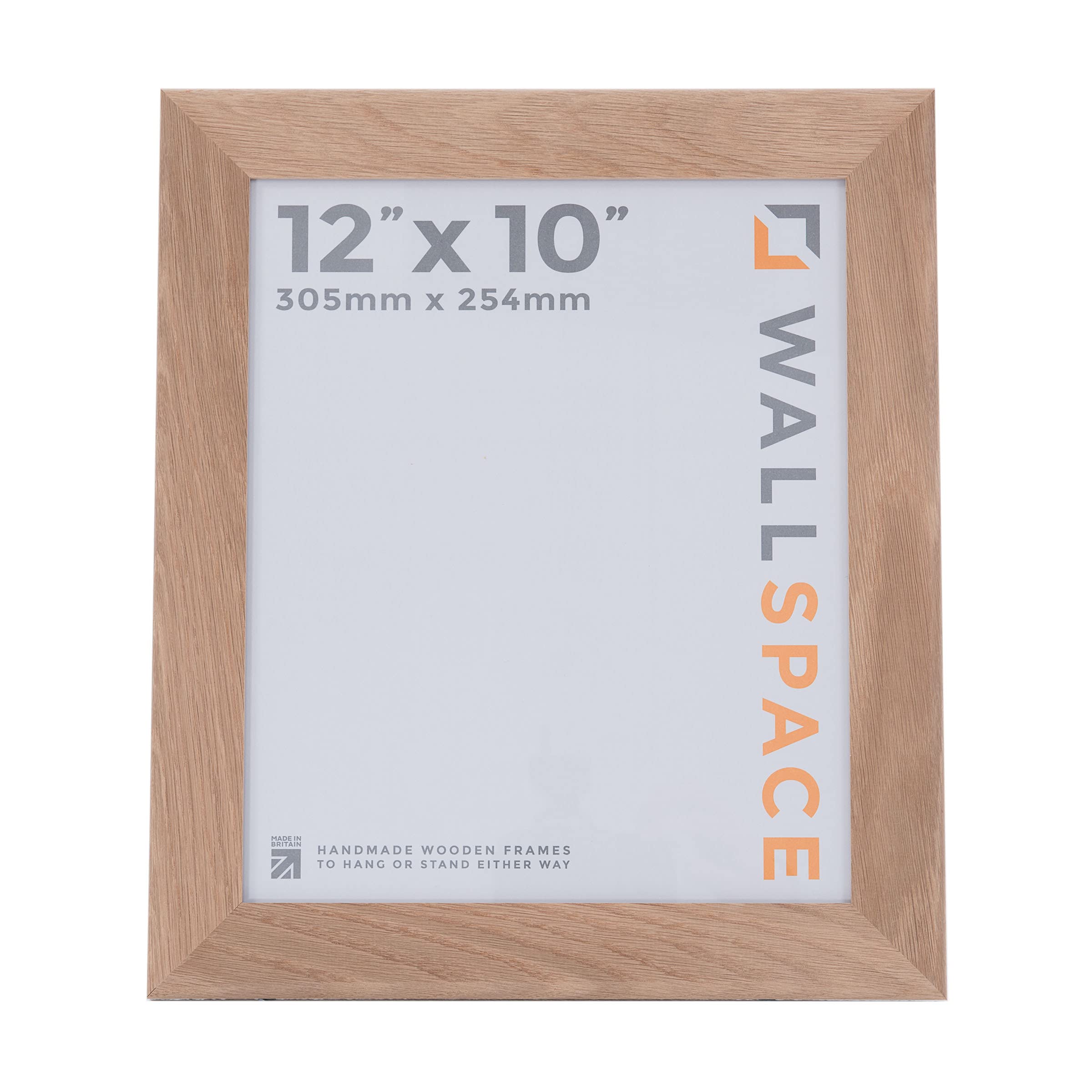 Wall Space Wide 12x10 Oak Picture Frame | Oak 10x12 Photo Frame | 12 x 10 inch | 305x254mm | 30.5x25.4cm | Real Wood with Glass | Handmade Wooden Made in UK — image 1