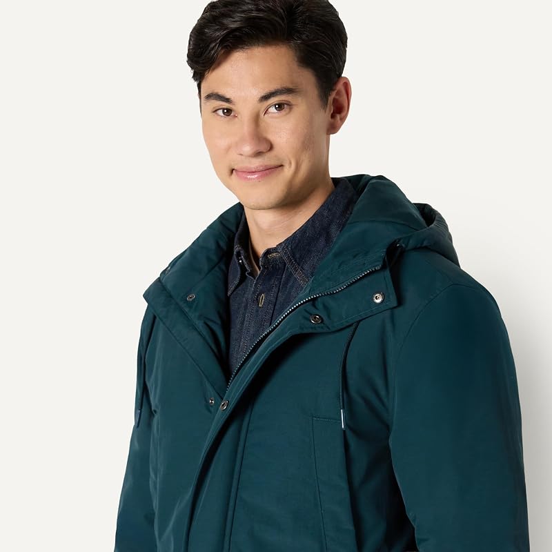 Herren Moderner Oversized Fit Parka Jacke mit Kapuze, Dark Teal Green, M