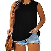 Plus Size Tops for Women Sleeveless Summer Tank Top Loose Fit Casual Tunics Shirts