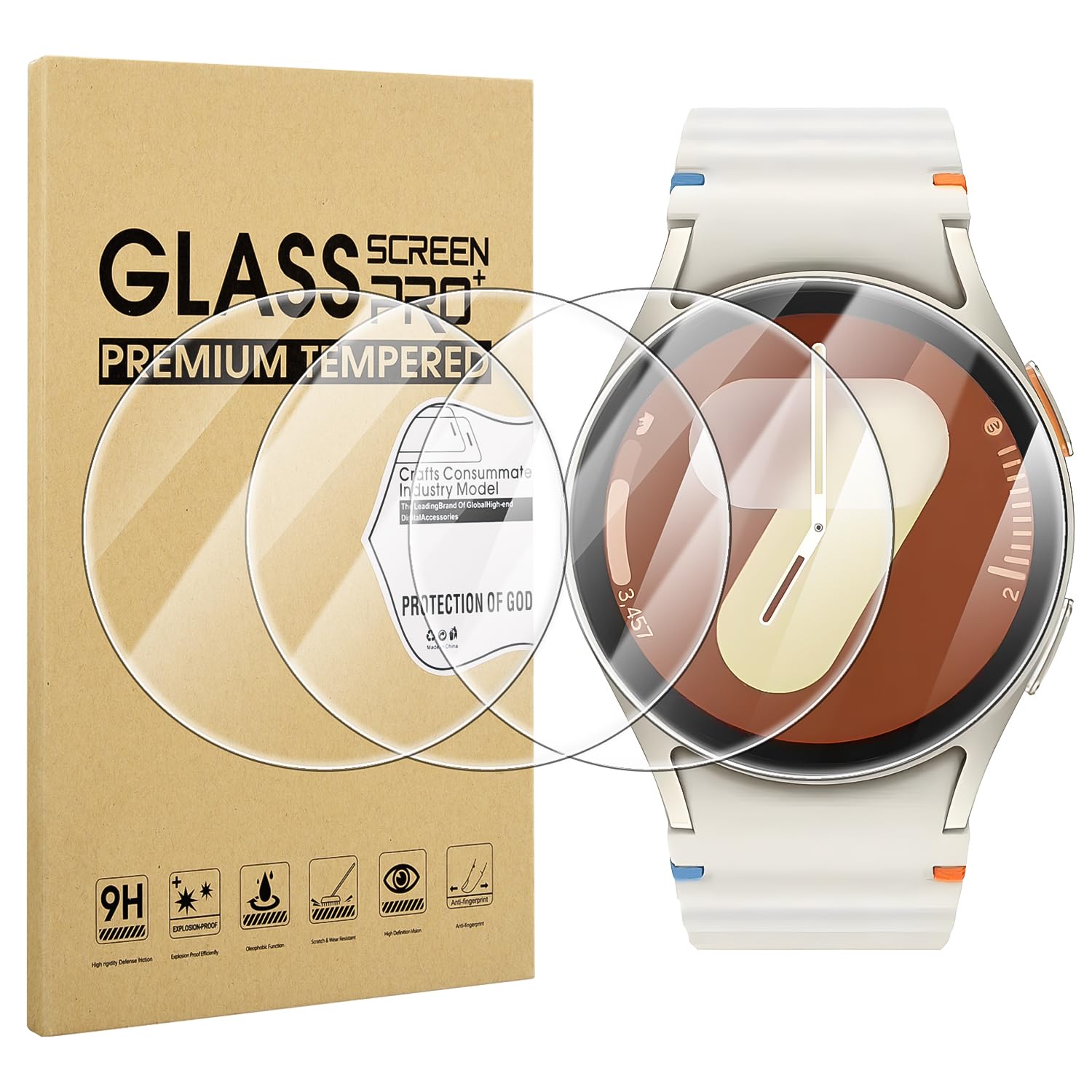 Suoman 4-Pack for Samsung Galaxy Watch 7/8 40mm (2024/2025) Tempered Glass Screen Protector,[Anti-Scratch] 9H Hardness protective film