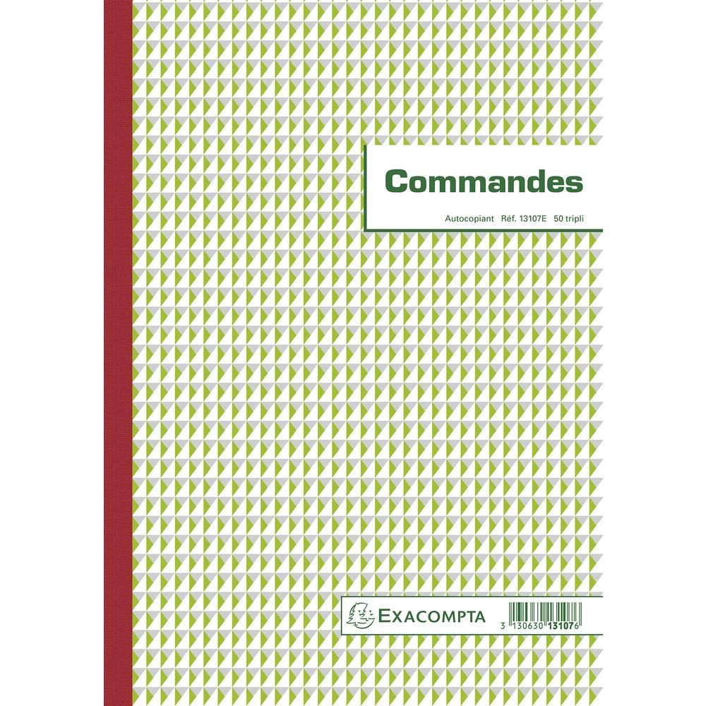 Exacompta - Ref. 13107AE - 1 Manifold COMMANDES - 50 numbered carbonless sheets in 3 copies (1 original + 2 copies) - A4 format - made in France