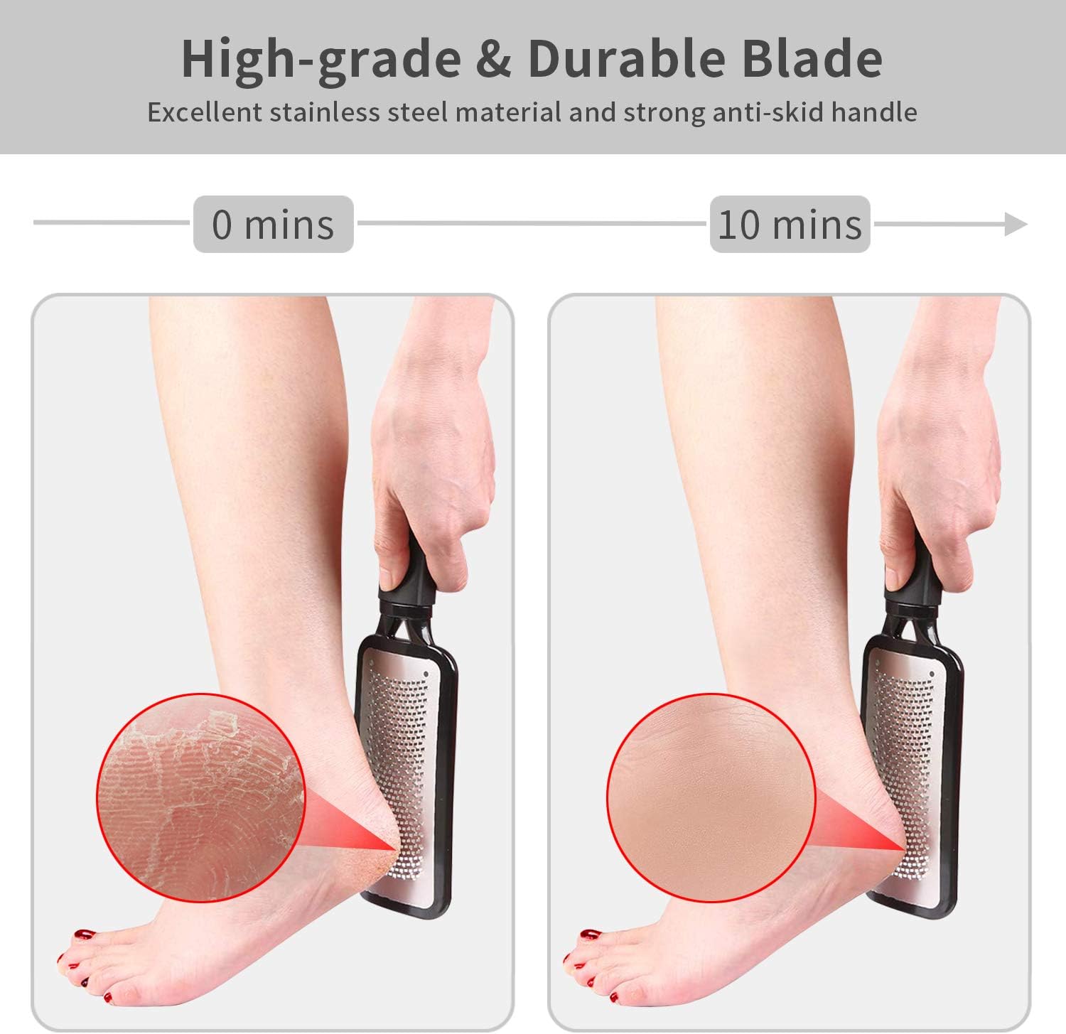 pedicure Foot File Callus Remover - Large Stainless Steel foot scraper, Remove Hard Skin, Practical and Professional Foot Care File, Suitable for Dry and Wet Feet: Health & Personal Care