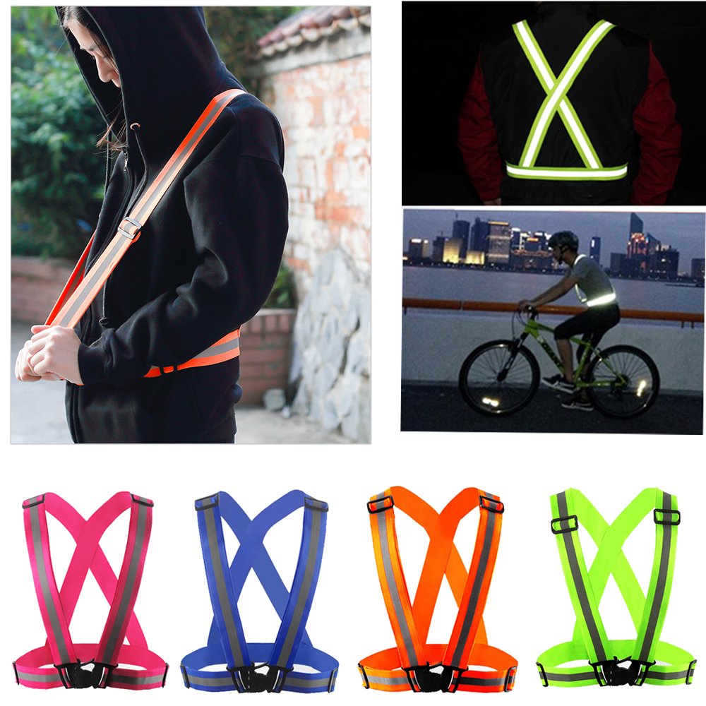 Photo 1 of Comidox Reflective Vest with Hi Vis Bands, Fully Adjustable & Multi-Purpose: Running, Cycling, Motorcycle Safety, Dog Walking - High Visibility Blue 1PCS