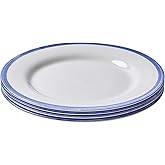 Portmeirion Potter's Brushstroke Dinner Plate (Set of 4) - 10.5" Earthenware Plates with Classic Brushstroke Rim - Microwave,