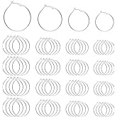 FANMAOUS Hoop Earring Findings Stainless Steel Earrings Beading Round Earrings Open Beading Hoop for Jewelry Making DIY Crafts Art Creation (siliver (25/30/35/40mm)