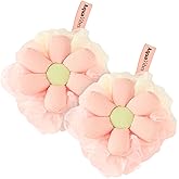 Cute Bath Loofah Sponge- Mesh Pouf Flower Shaped Body Scrubber, Duo Pack – Exfoliating Shower Sponge for Women, Bath Sponge for Sensitive Skin in Beauty Bathing Accessories