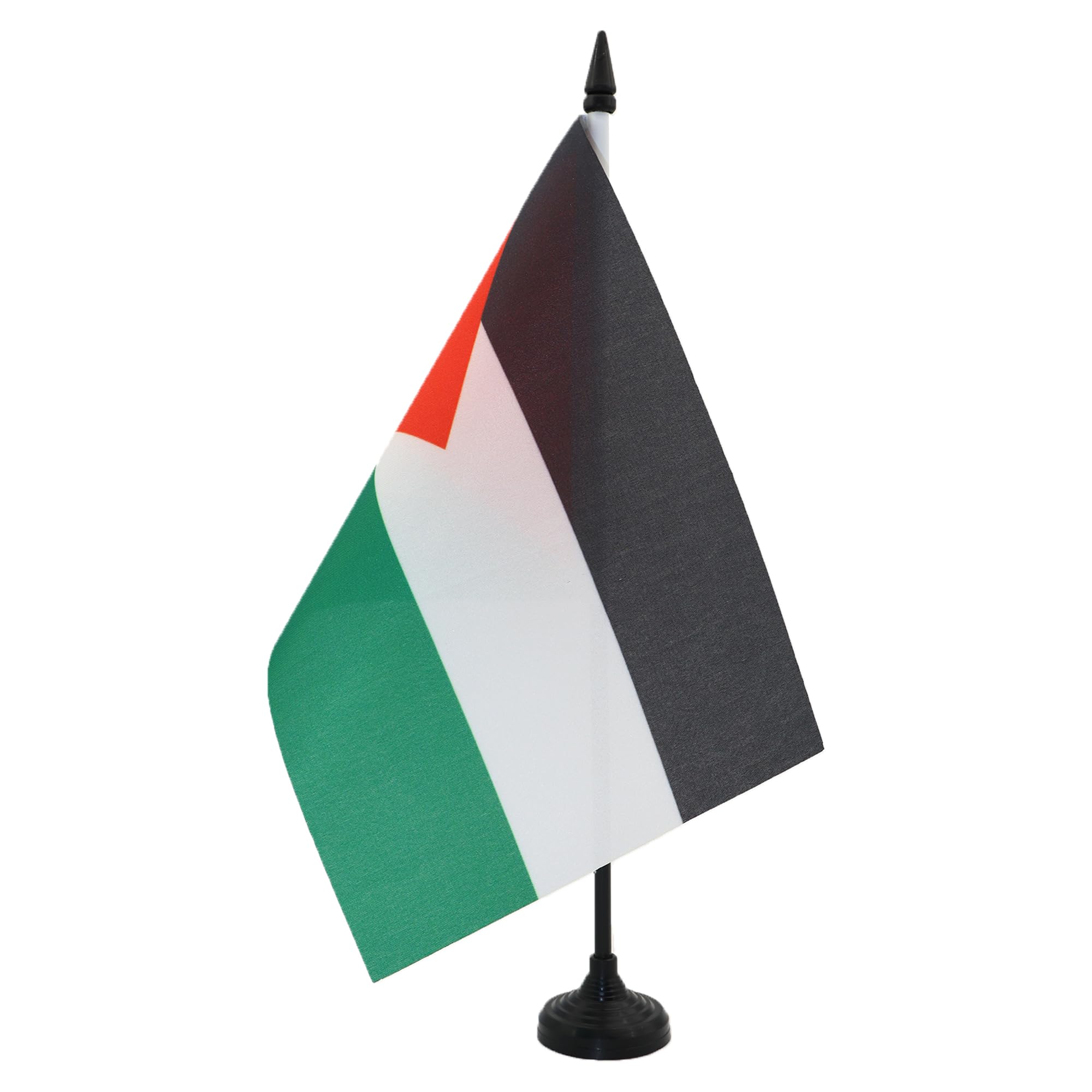 AZ FLAG Palestine Table Flag 5'' x 8'' - Palestinian Office Decoration 100% Polyester 21 x 14 cm - Mini Desk Flag with Pole and Black Plastic Base