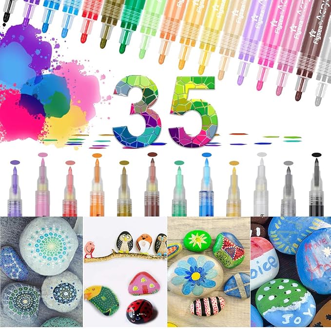 Acrylstifte Für Steine & Mehr – 0,7 Mm Feine Spitze, Wasserfeste Acrylmarker Für DIY Auf Glas, Holz, Keramik (8 Stück Set)