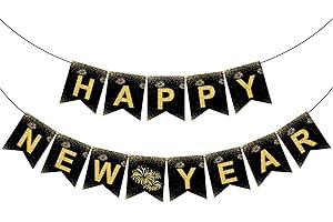OHOME New Years Decorations 2026 - Happy New Year Banner - New Years Eve Party Supplies - Happy New Year Decorations 2026 Eve Decorations