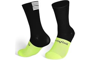 Steinfinit Reflective Cycling Socks Splicing Color,Mid Calf Breathable Cushioning Sock for Men and Women,Bike Sport(One Size)
