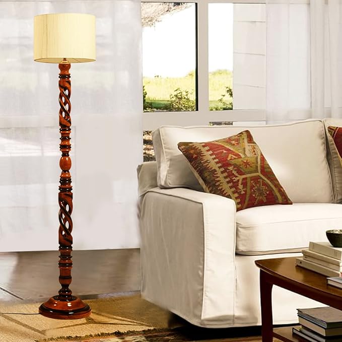 Beverly studio 12 inches Beige Drum Wooden Gap Floor lamp
