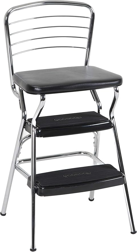 Amazon Com Cosco 11140cbb1e Stylaire Chair And Step Stool Black