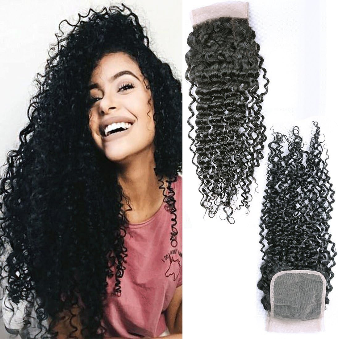 Deep Curly Lace Closure Virgin Deep Curly Single Lace Closure Natural Hair Closures Lace Closure Human Hair Brown 7a Full Lace Closure Peruvian Deep Wave Hair 18 Inch Closure Human Hair