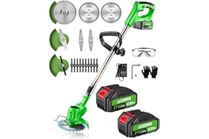 Cordless Weed Wacker Electric, 21V Weed Cordless Eater Battery Powered, with 2Pcs 4.0Ah Batteries, Lightweight Stringless Bru