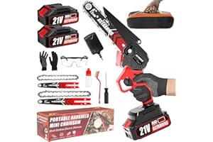 ASTARNING Mini Chainsaw Cordless 4-Inch & 6-Inch, Portable Small Chainsaw Battery Powered, Lightweight One-Hand Handheld Electric Chainsaw, Rechargeable Battery Operated Chain Saw for Tree Trimming Wood Cutting