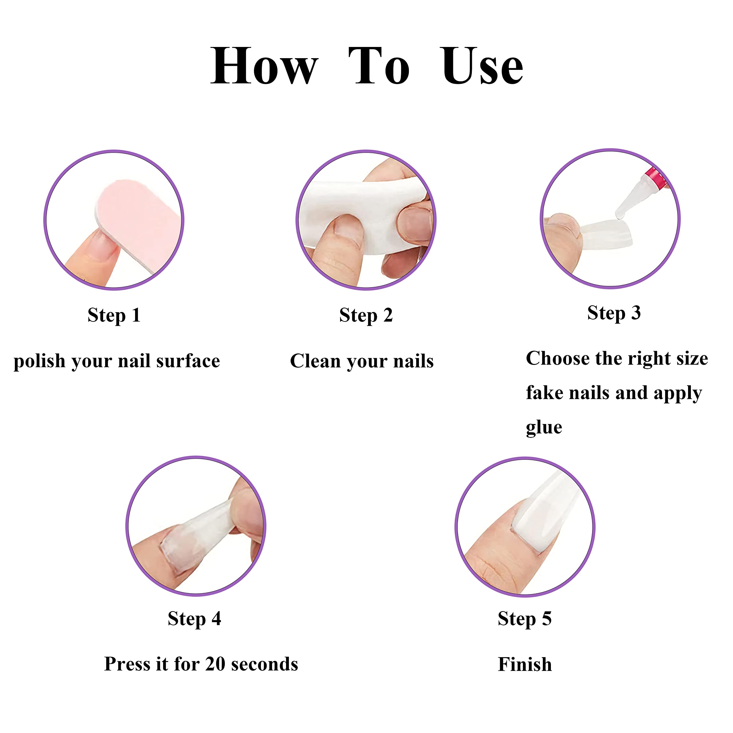 MERVF Long Square Press on Nails Blue French Tip Fake Nails Press ons with 3D Flower Design Glue on Nails Squoval Pearls Acrylic Nails Spring Glossy 24pcs False Nails - Image 5