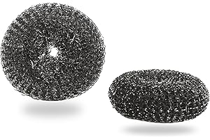 ESIE HOUZIE Heavy-Duty Stainless Steel Wool Barbecue Grill Cleaning Scrubber Pads, Replacement Steel Wool Brush Head, 2 Pack