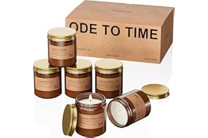 M&SENSE 6 Pack Christmas Candle Gift Set, Aromatherapy Candle Gift for Men and Women, Soy Wax Candles Home Scented, Long Lasting Amber Jar Xmas Candles for Christmas, Thanksgiving, Holiday