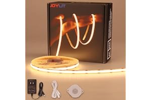 JOYLIT Motion Sensor LED Light Strip 3000K Warm White 16.4FT 15-300S Timing Off, Day or Night Lighting Modes 12V COB Dotless 