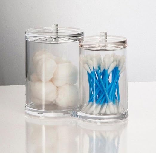 Eagsouni Wattestabchen Kosmetex Acryl Wattepads Behalter Halter Box Q Tips Aufbewahrung 2 Runde Behalter Amazon De Kuche Haushalt