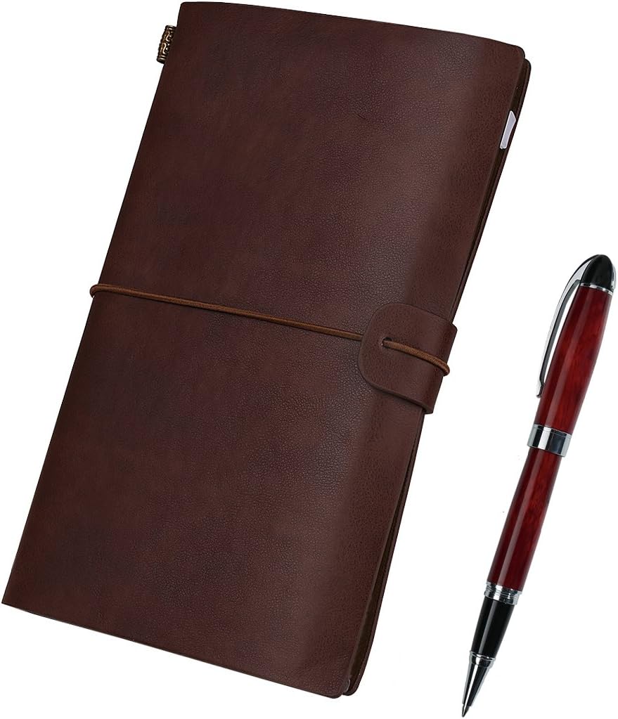 Journal Notebook with a quality roller pen Handmade 7.5 x 4.1Inches Best Gift for Art Sketchbook, Travel Diary & Notebooks to Write in (Brown)