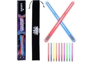 Luxxis Lightsaber Drumsticks for Adults and Kids - Rechargeable Glow Sticks Light up 15 Multi Color Changing Led Drum Sticks - Drummer Accessories Gifts (1 Pair)