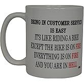 Rogue River Tactical Best Funny Coffee Mug Being In Customer Service Is Easy Sarcastic Novelty Cup Joke Great Gag Gift Idea For Men Women Office Work Adult Humor Employee Boss Coworkers Rep
