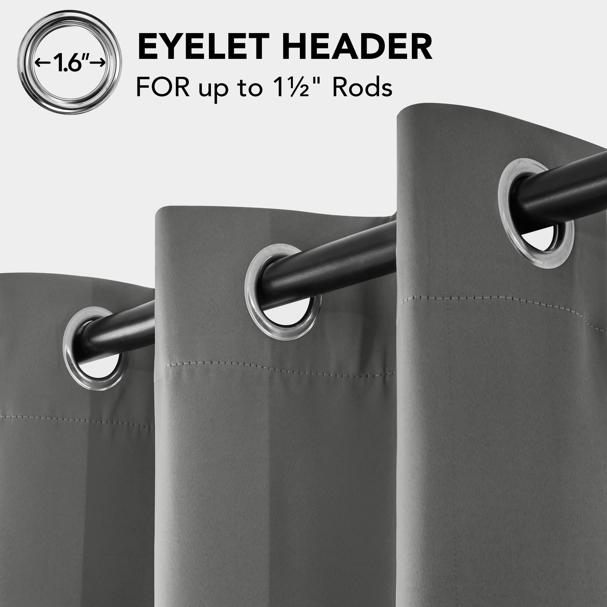 Deconovo Super Soft Solid Thermal Insulated Blackout Curtains for Bedroom Eyelet 55x96 Inch Two Panels Light Grey