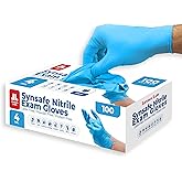 London Labs Synsafe 4 Mil - Blue Nitrile Exam Gloves –Disposable Latex Free & Powder Free – Extra Strong, Rubber Gloves