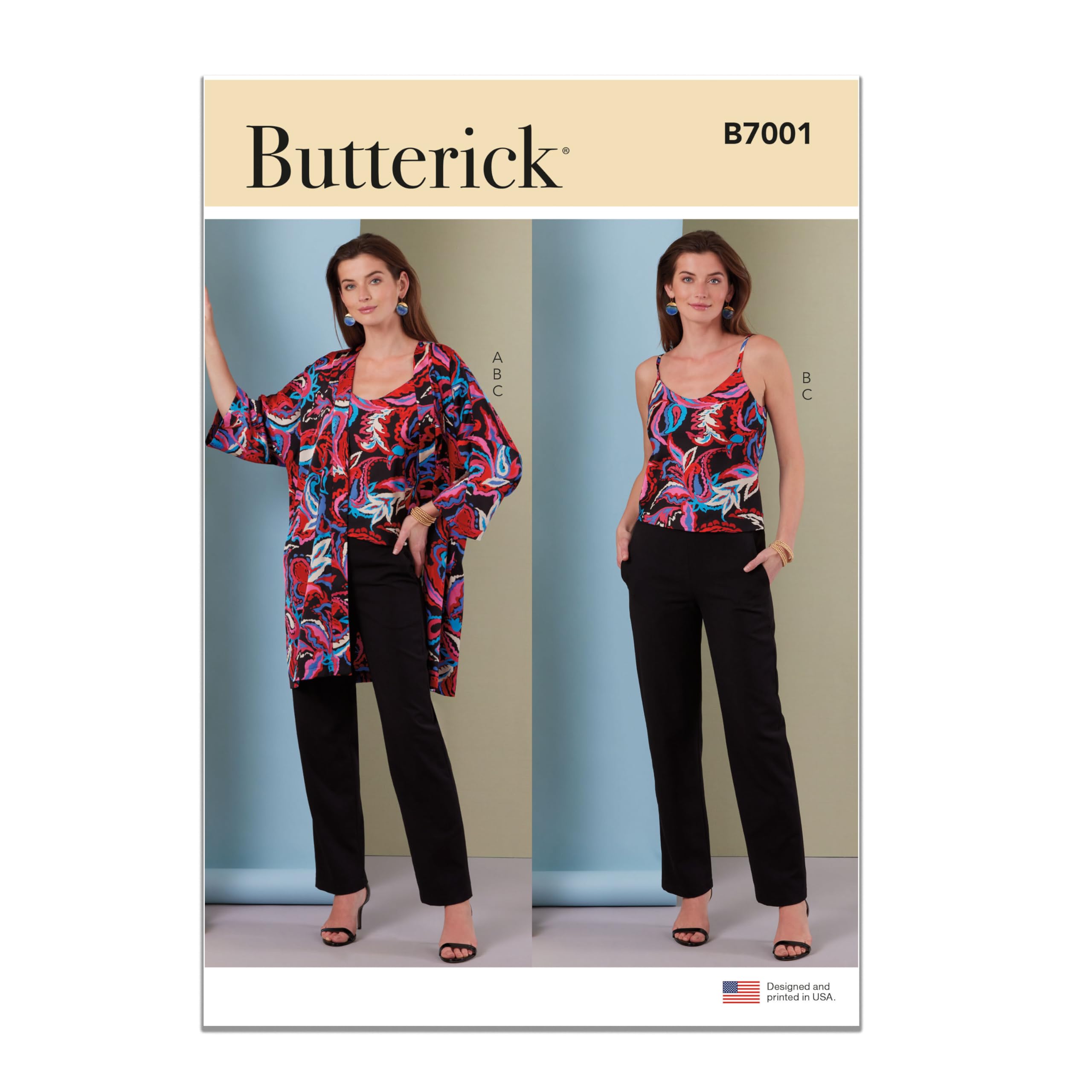 BUTTERICK Paper Pattern B7001H5 Misses' Jacket, Camisole and Trousers H5 (6-8-10-12-14)