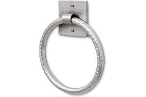 Monarch Abode 18006 Round Towel Ring Holder Hand Hammered Wall Mount Bathroom and Kitchen Storage, Metal Towel Hanger, 7 inch, Brushed Nickel