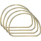 uxcell 4Pcs Metal Purse Handle, D Ring Handbag Ring Buckle Bag Handle Replacement for DIY Handmade Woven Bag Luggage Hardware Accessories, Gold