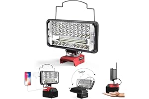 LIVOWALNY LED Work Lights Compatible with Milwaukee 18V Battery, 100W 10000LM 7" Flood Light Portable with USB & Type-C Charging Port & Low Voltage Protection 140° Pivoting Head, Battery Not Included