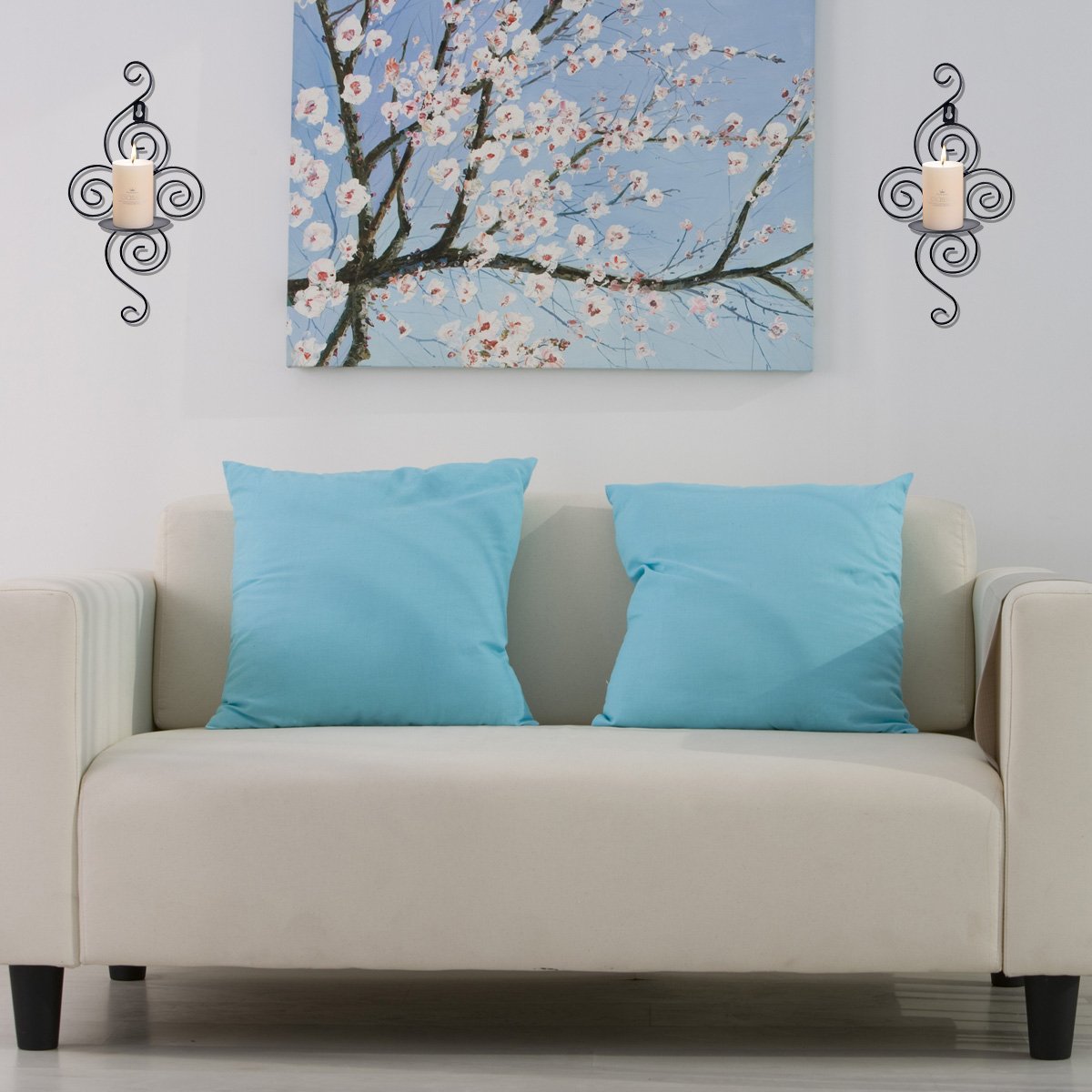 Wall Sconces Candle Holder, Kathy Set of 2 Elegant Swirling Iron Hanging Wall Mounted Decorative Candle Sconce for Living Room Home Decorations,Weddings,Event,Black