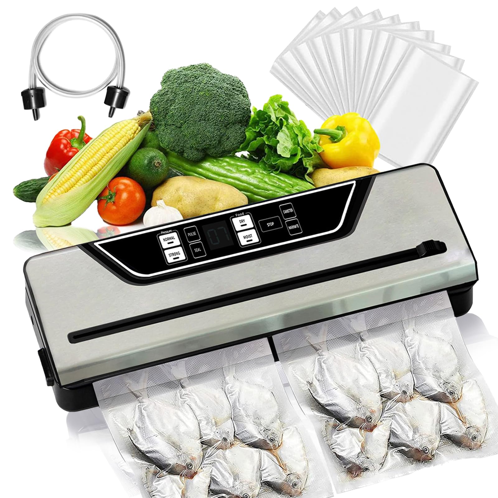 Photo 1 of Vacuum Sealer Machine 90Kpa Precision 10-in-1 Compact food saver vacuum sealer machine with Digital Timer,Dry & Moist Food Modes, food sealer with 10 Vacuum Bags & Bulit-in Cutter