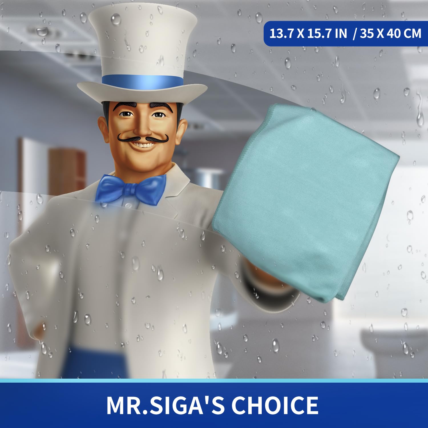 MR.SIGA Ultra Fine Microfiber Cloths for Glass, Pack of 12, 35 x 40cm 13.7