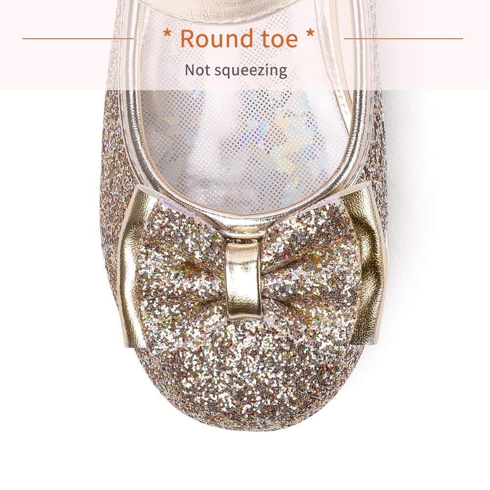 Stelle Girls Dress Shoes Glitter Princess Shoe Flower Mary Jane Low Heels Party Wedding Prom Footwear for Toddler Kids