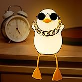 Anywin Duck Night Light for Kids, Cute Benson Ducks Gifts, Squishy Touch Silicone Animal Nursery Bedside Lamp Goose Gifts, Dimmer & Rechargeable, Birthday Gifts for Boys Girls Women Teen(Hip Hop Duck)