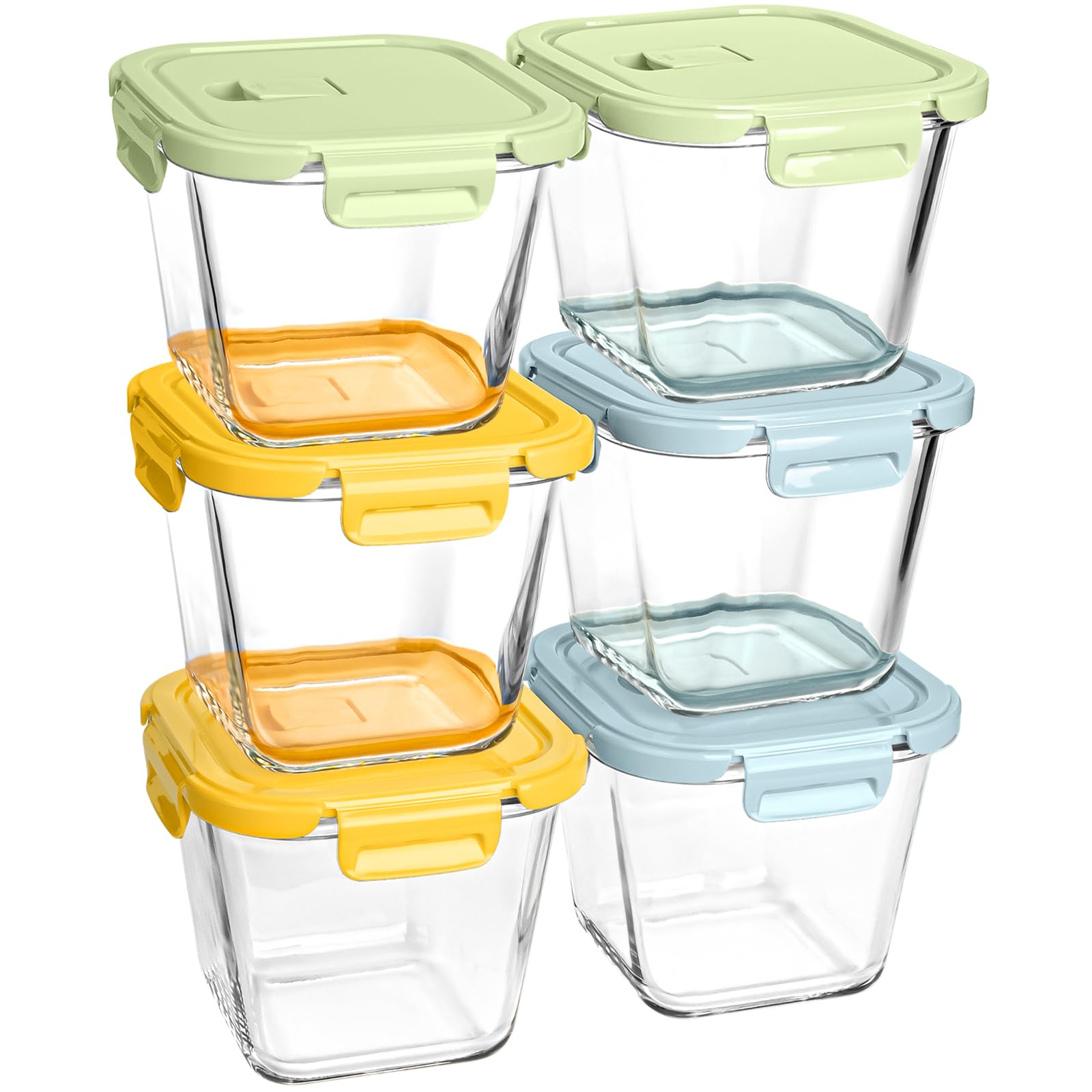 Photo 1 of Glass Soup Containers with Lids 32 oz, 4 Cup Borosilicate Glass Food Storage Containers, Microwave & Freezer Safe Jars, Small Square Meal Prep Bowl for Salad, Fruit, Lunch, Ice Cream, Travel, 6 Pack