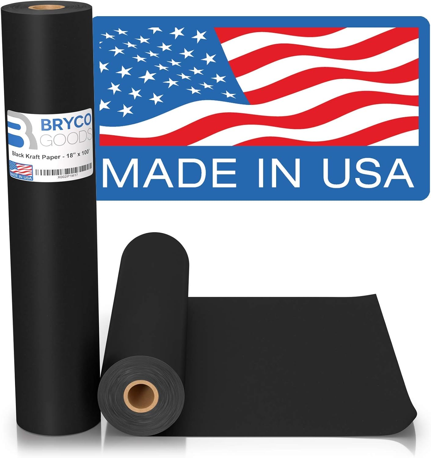 Black Kraft Arts and Crafts Paper Roll - 18 inches by 100 Feet (1200 Inch) - Ideal for Paints, Wall Art, Easel Paper, Fadeless Bulletin Board Paper, Gift Wrapping Paper and Kids Crafts - Made in USA