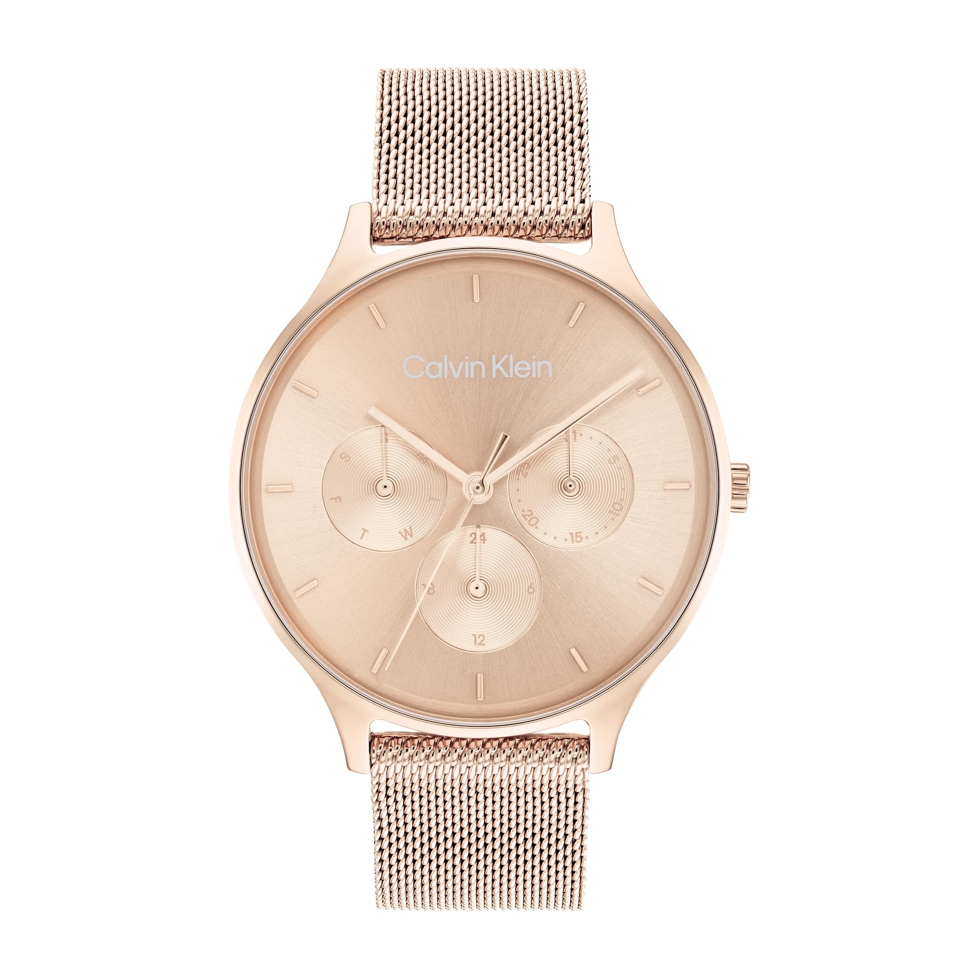 Calvin Klein Analogue Multifunction Quartz Watch for Women Timeless MESH MF Collection with Carnation Gold Colored Stainless Steel Mesh Bracelet - 25200102 — image 1