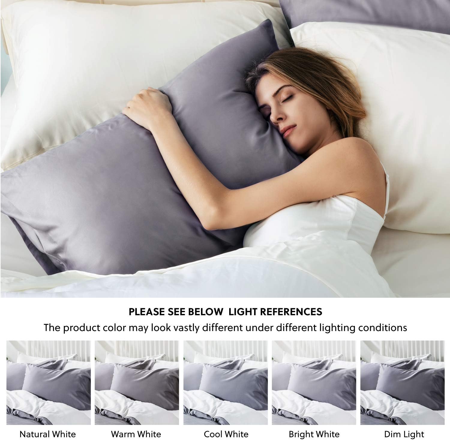 Bedsure Cooling Bamboo Pillowcases Set of 2 - Breathable Cool Ultra Soft Pillow Cases - Viscose from Bamboo - Organic Natural Silky Material, Moisture Wicking(Grey, Queen Size 20x30 inches): Kitchen & Dining