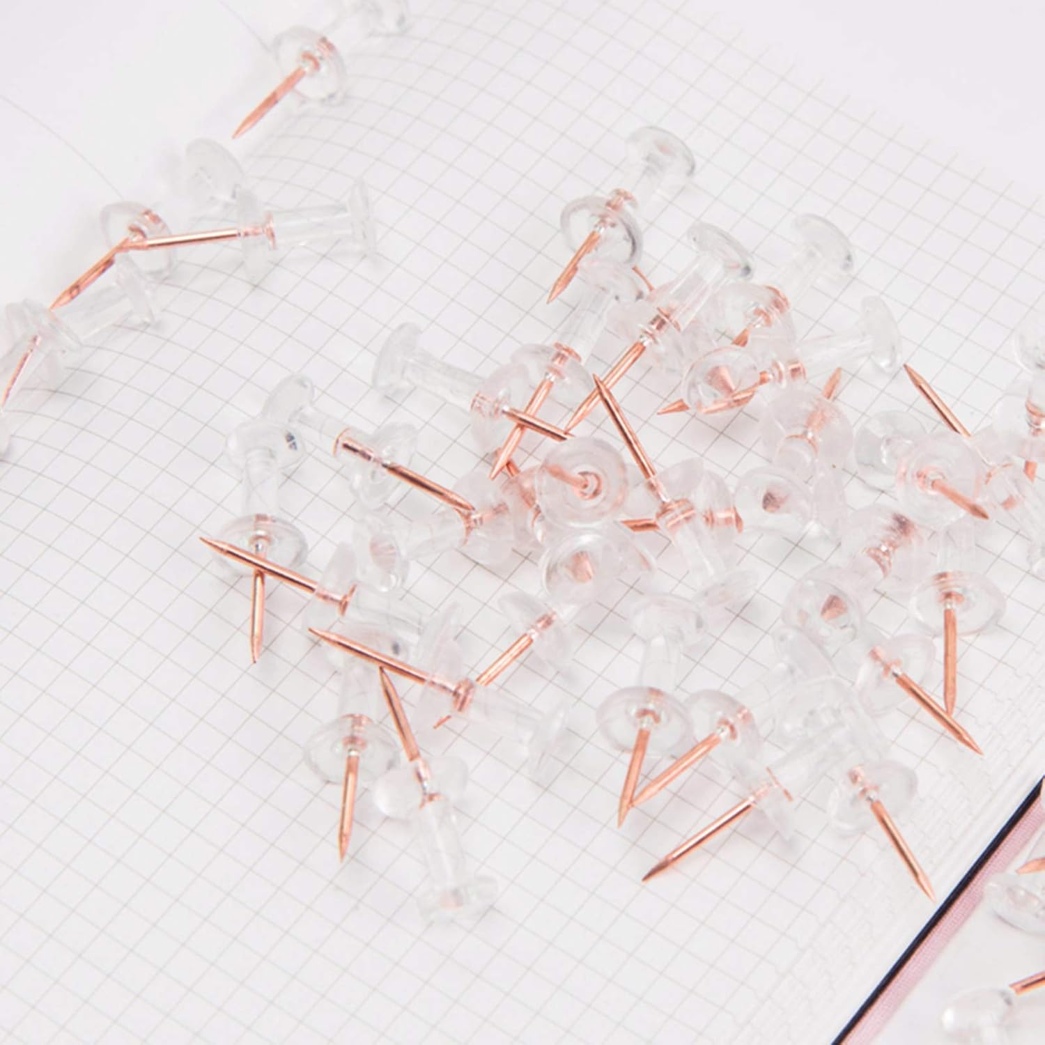 VAPKER 300PCS Plastic Rose Gold Push Pins Clear Thumb Tack Decorative Cork for Cork Bulletin Board Craft and Picture Hanging at Home Office School - Image 4