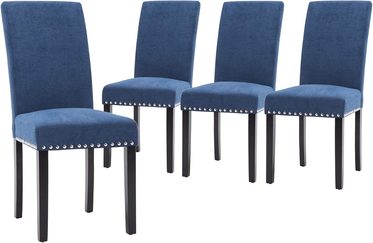 NOBPEINT Dining Chair Upholstered Fabric Dining Chairs with Copper Nails,Set of 4,Blue