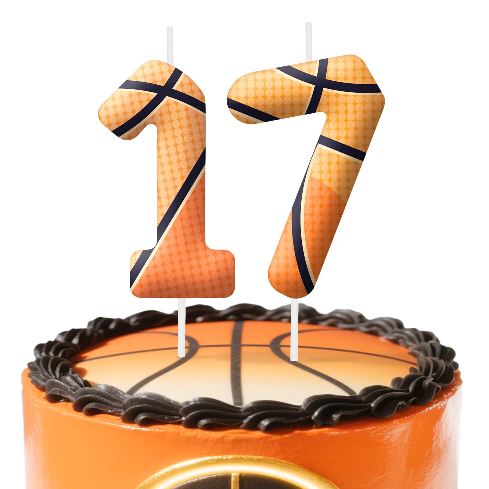 17th Birthday Candles, Basketball Cake Topper for Boys Girls, Number 17 Candle Basketball Themed Birthday Decorations Party Supplies