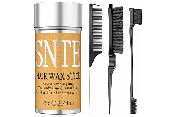 Slick Back Hair Brush, Hair Wax Stick for Smooth Flyaways, Tame Frizz, Sleek Ponytails, Buns - Gel, Pomade, Blam Stick for Wo