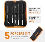 TOWOT Precision Tweezers Anti-Static Stainless Steel Fine Tip Straight Long view 5