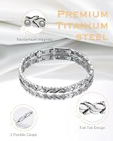 Jeracol Magnetic Bracelet Women Titanium Steel Fish Tail Silver Adjustable 22cm view 2